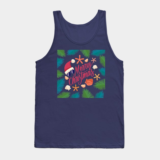 Merry Christmas Beach Theme Tank Top by Mako Design 